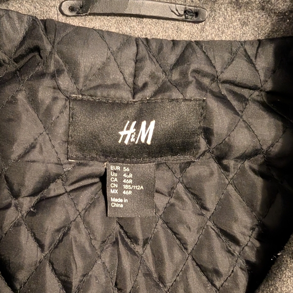 H&M Charcoal Heavy Double Breasted Peacoat Size 46 - Picture 5 of 8